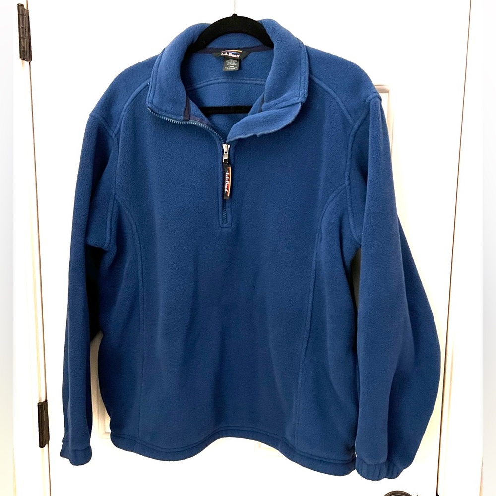 LLBean quarter zip fleece jacket blue size large